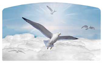 DACRO-101-BL Journey Home Clouds Birds Blue